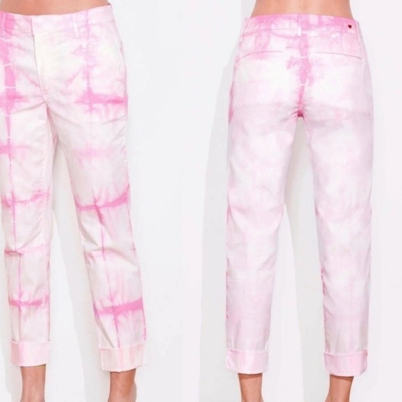 Sundry Tie Dye Roll Up Trouser Pants Pink White Cuffed 29 Chino Hippie Casual - Picture 14 of 14